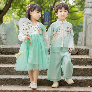 国风表演服长 童超仙唐装 极速幼儿园班服j演出礼服儿 童汉服男女