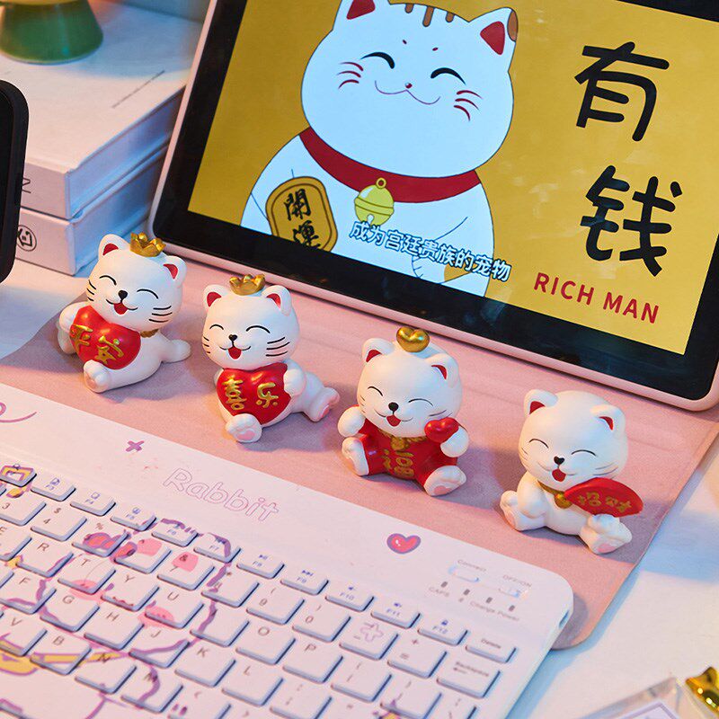 极速可爱招财猫h小摆件治愈系办公室好物工位解压女生桌面装饰品