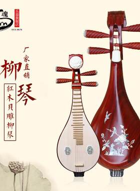 极速l红b木花梨木柳琴乐器专业演红奏初品学者初学入门成人考级铜