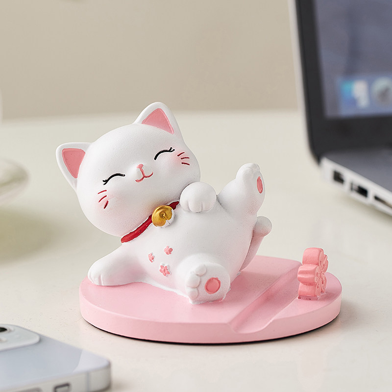 极速樱花招财猫卡通高颜值可爱手机E支架创意办公室工位桌面装饰