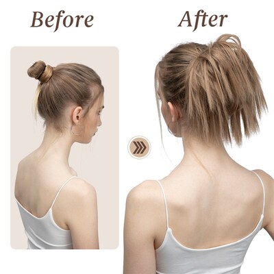 极速Synthetic Mekssy Hair Bun Chignon Elastic Band For Hair