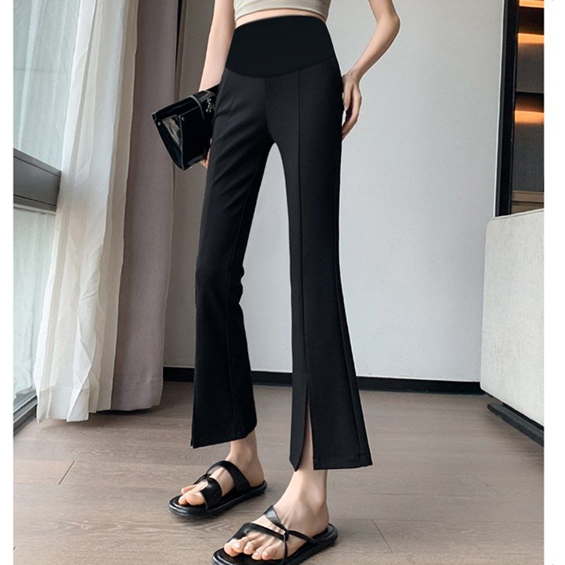 新品孕妇裤子春夏季新款薄款外穿前开叉宽M松托腹小个子打底喇叭