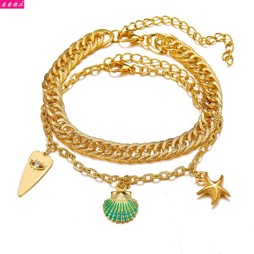 极速Punkd shell pendant Anklet set summer thick Foot accesso