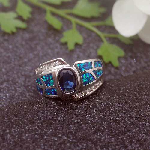 极速Elmosda Jewellery Vintage Oval Zircon Opal Opal Ring