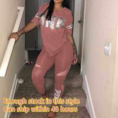 新品Casbual 2 Piece Sets Womens Suit Tracksuits Set Pink Le