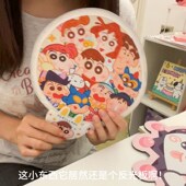 极速卡通蜡c笔小新反光板扇子可折叠随身便携方便蒲扇学生手摇团