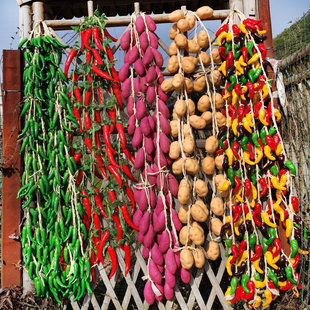 极速仿真辣椒假玉米n蔬菜水果挂串农家乐饭店装饰品旅游景点模型