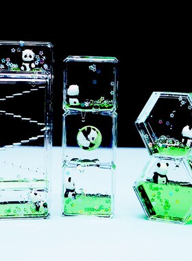 极速可爱熊猫油漏沙漏创意摆件办C公室工位摆件减压情绪稳定神器