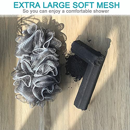 极速2PACK Bamboo Charcoal Fiber Exfoliating LoofaTh luffa lo