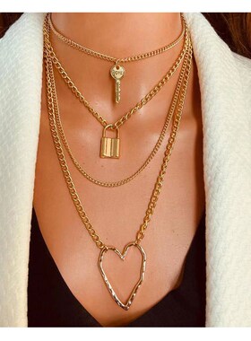 极速Geometrgic Peach Heart Pendant Necklace simple personali
