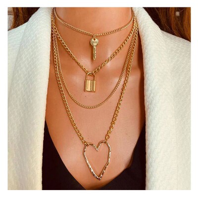 极速Geometrgic Peach Heart Pendant Necklace simple personali