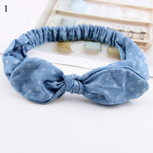 极速Denim Bow Headband Suummer Women Cute Rabbit Ears Headba