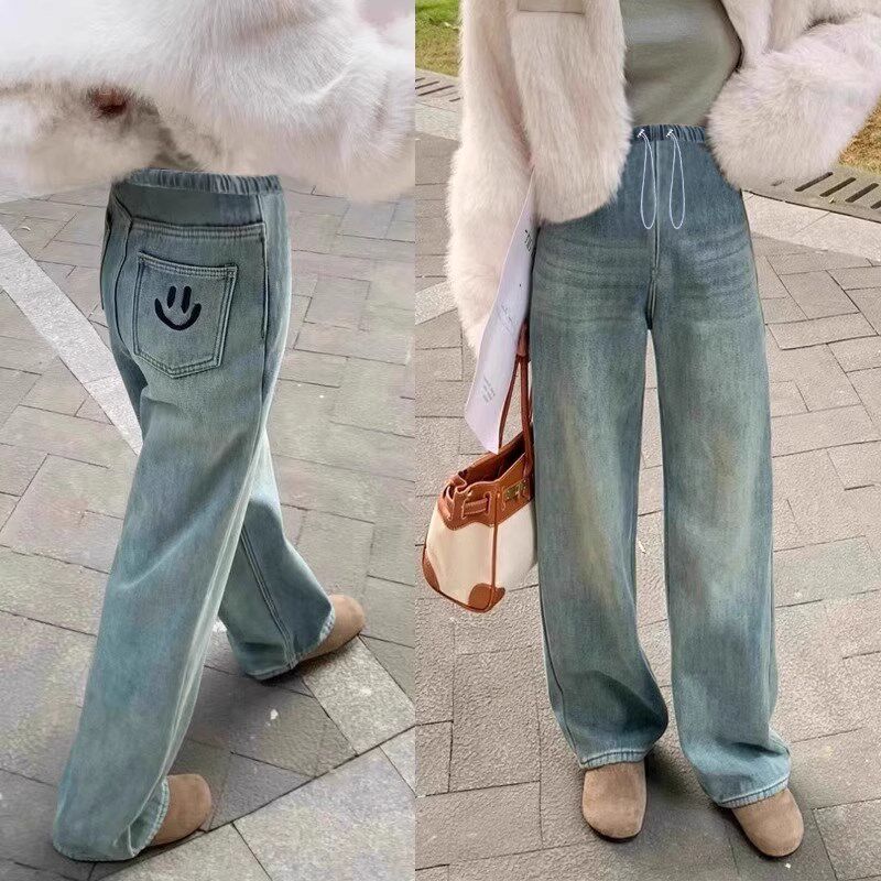 新品孕妇裤子春夏季外穿不r勒肚子阔腿牛仔裤春装2025新款小个子