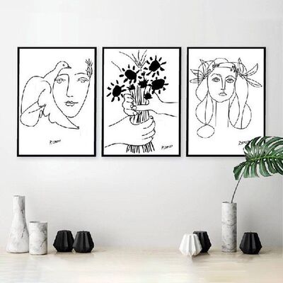 极速Abstract Picasso Line Artz Paintings Black and White Sim