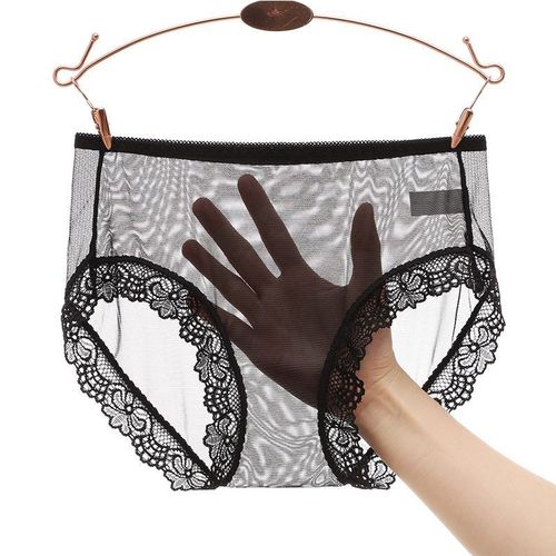 极速网纱夏薄款蕾丝边无痕透气一片式男女通T穿中腰三角裤头