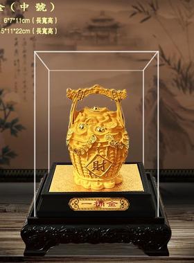 绒沙金一桶金摆件 家居玄关客厅店铺工艺品摆设 店铺开业汽车礼品