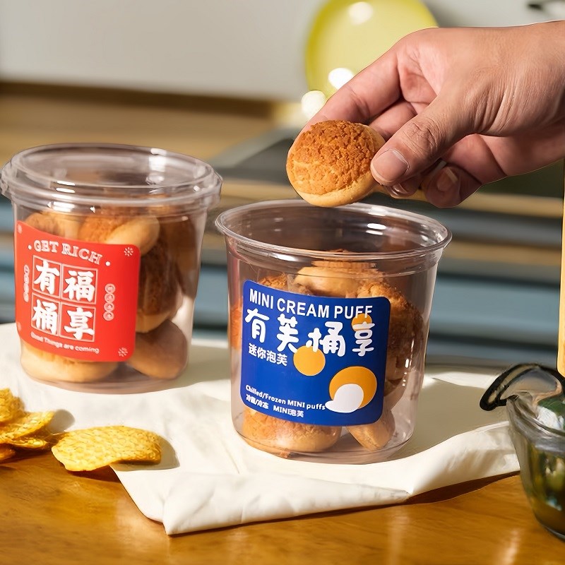 速发迷你流心泡芙桶装水果沙拉麻薯包装盒饼干雪花酥曲奇罐烘焙打