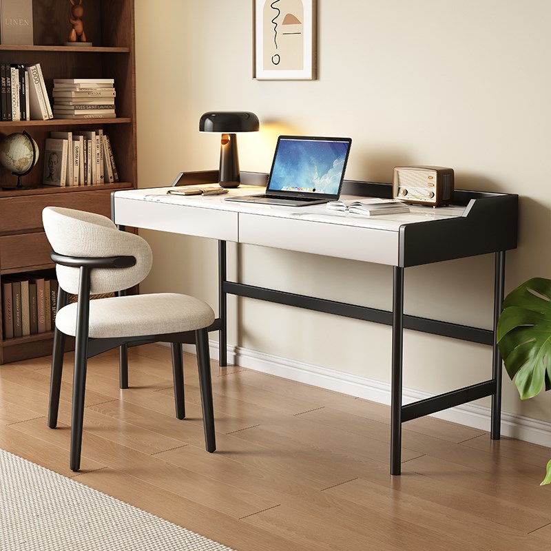 速发意式极台房木书桌轻奢家用书实岩板电脑桌卧室写字简酒店家具