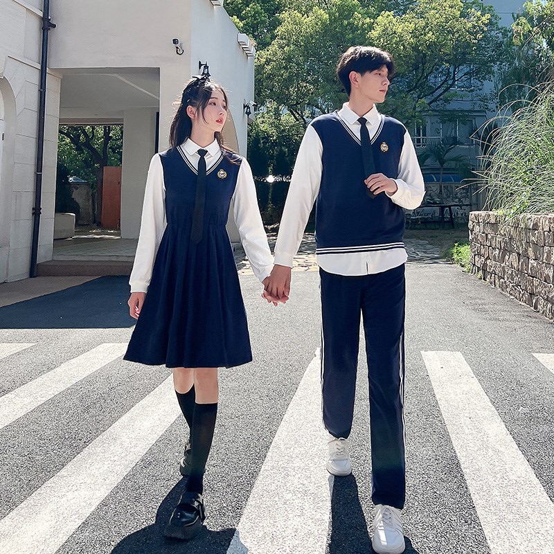 速发学生演出服舞诵诗朗服表演台韩版假两件学院风校服班服套装