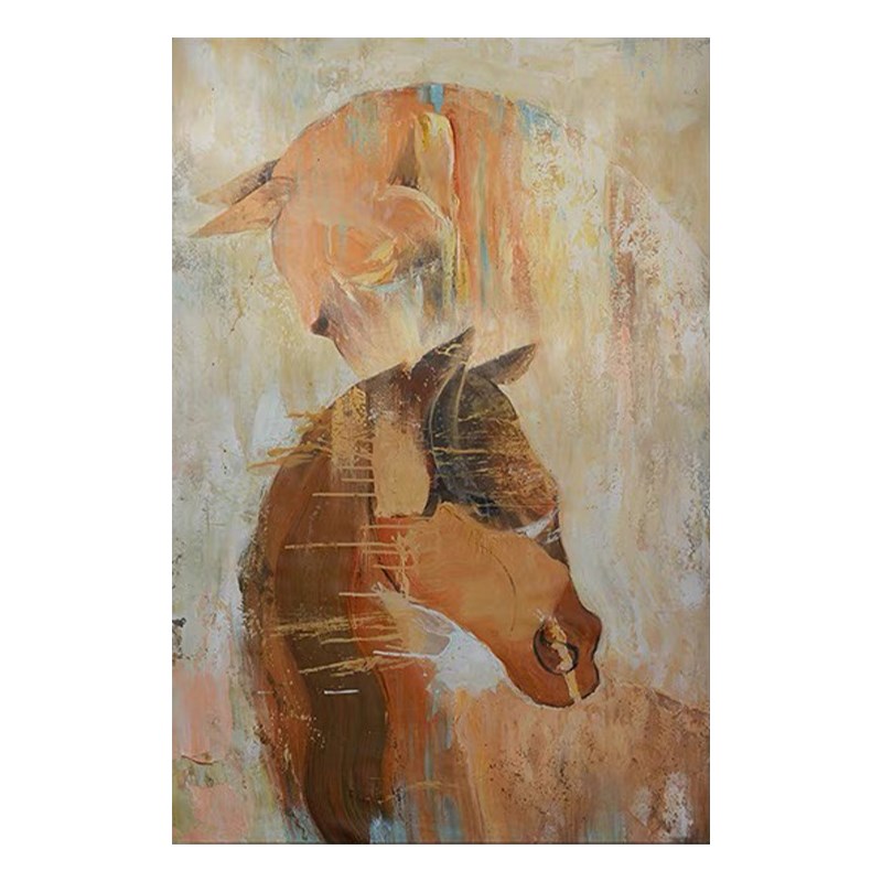 速发马到成功手绘油画丙烯肌理入户玄关装饰画客厅艺术挂画骏马无图片