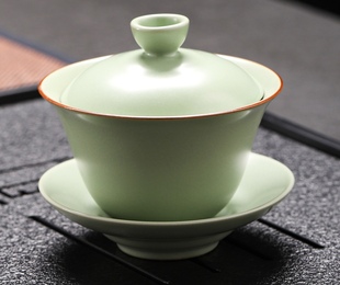 八宝茶碗 2025新款 汝窑开片盖碗三才茶杯大容量 家用中式 复古轻奢