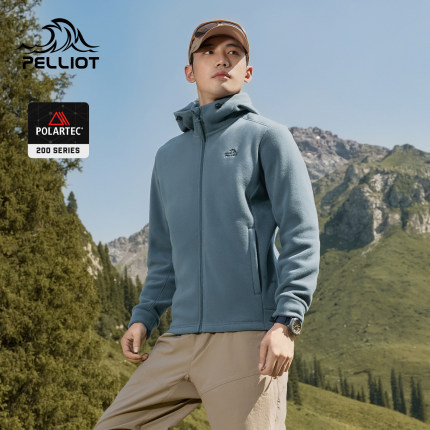 伯希和户外抓绒外套Polartec200男防风保暖内胆运动登山连帽外套