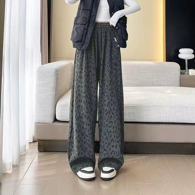 保暖加绒裤子女冬直筒裤休闲加厚外穿高腰百搭质感遮肉显腿阔腿q