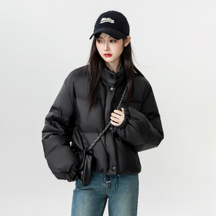 外套时尚 2025冬季 棉服女冬保暖面包服轻薄款 黑色短款 洋气xt 新款