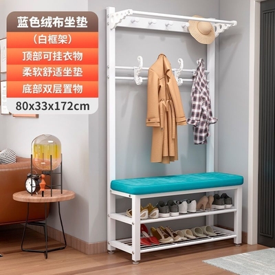 速发换鞋凳挂衣架一体鞋柜进门口家用衣帽架小型客厅可坐软包坐垫