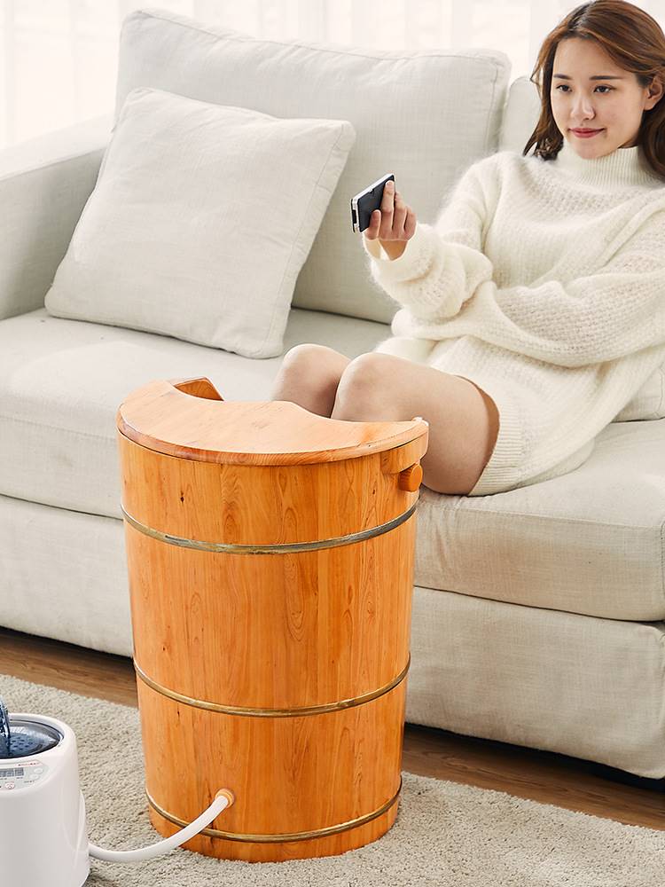 极速加热b蒸汽泡脚木桶家用汗蒸熏蒸桶木质足浴洗脚木盆过膝恒温