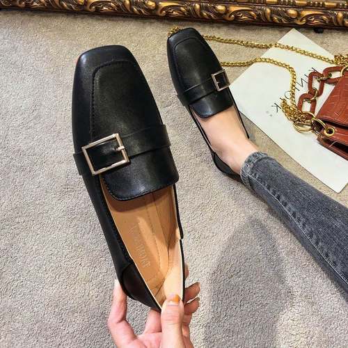 极速香港a秋季百搭一脚蹬大尺码豆豆鞋女新款英伦风小皮鞋女懒人