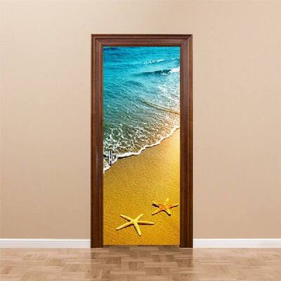 新品Beach Landscape Door StickersD Selfadhesive Waterproof D
