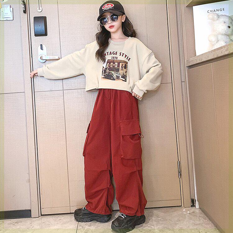 极速女童工装裤套装秋季2023新款大F童洋派儿童套装春秋女孩时髦