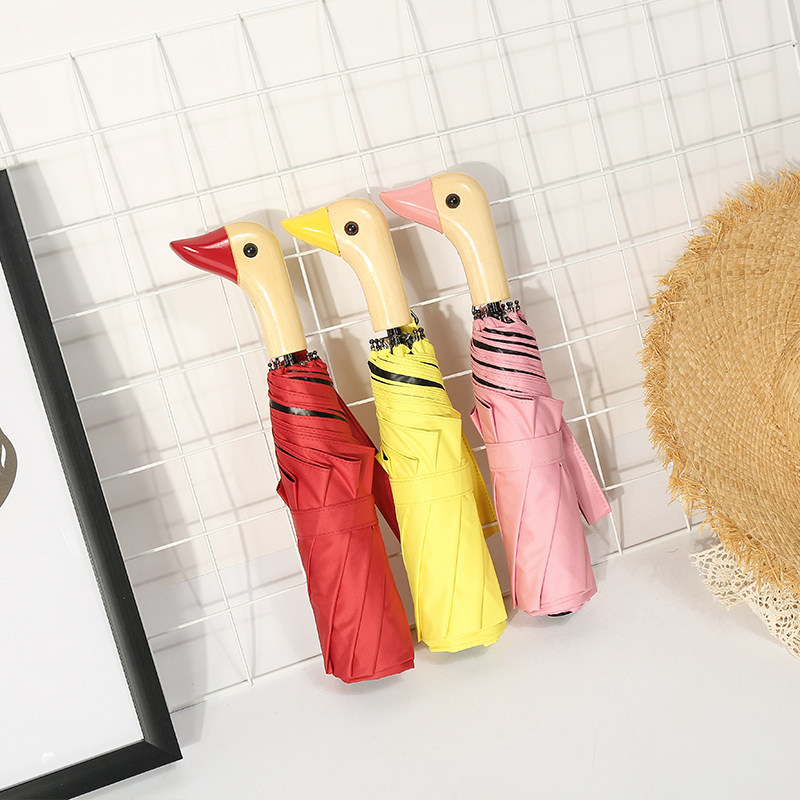 极速创意个性可爱鸭子伞韩国女学生折叠晴雨伞O日本ins定制广告太