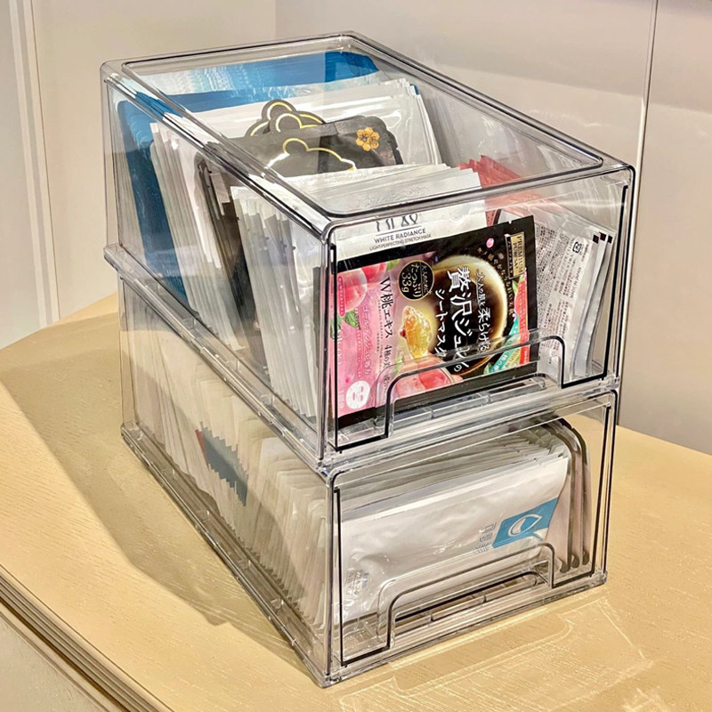 新品面膜收纳盒抽屉式冰箱亚克力化E妆品盒卫生间桌面护肤品整理
