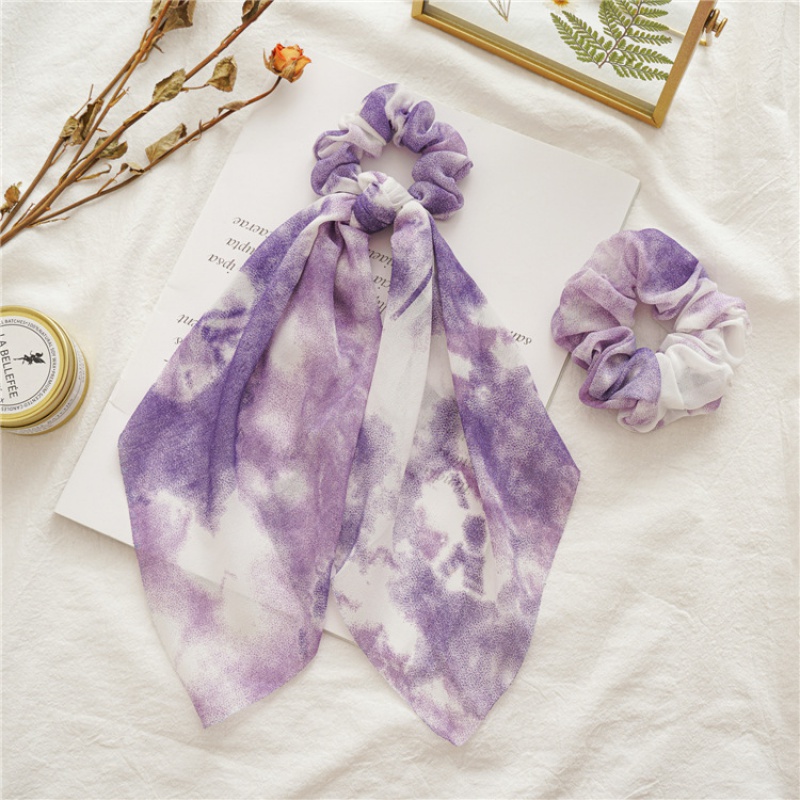 极速丝巾发带女绑发韩国s法式复古森系超仙大肠发圈飘带紫色扎马