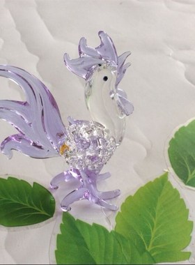 极速水晶玻璃鸡摆件招财公鸡雄鸡生肖鸡工艺M礼品摆饰家居装饰风