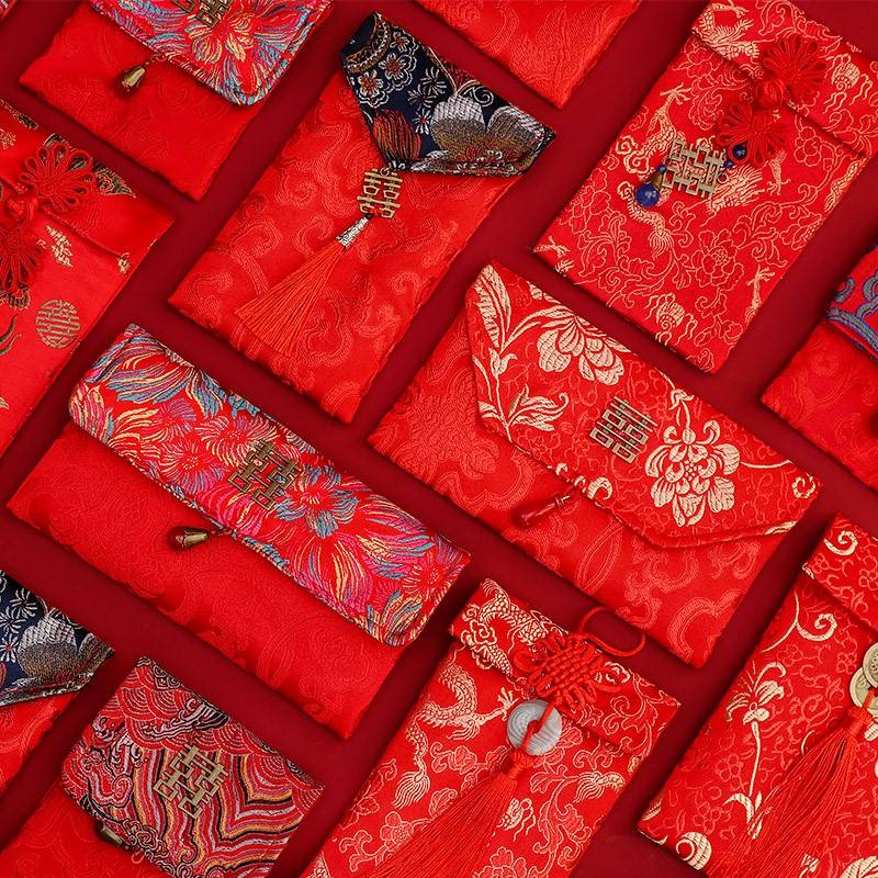 极速绸布改口红包利是q封布艺大红色包结婚个性创意红包万元红包