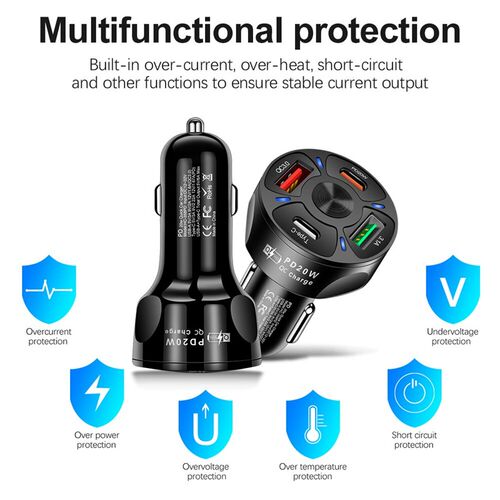 新品Round Dual USB Car Chuarger Fast Charging USB Type C Fas