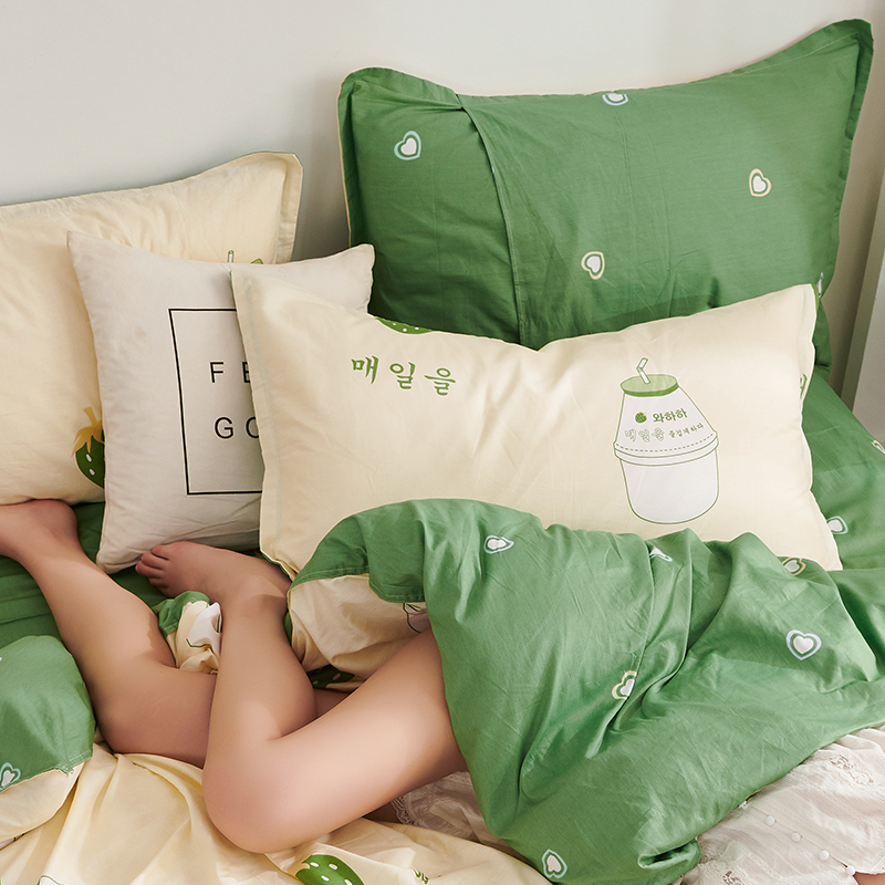 极速全棉枕套f一对装印花枕头套单人学生宿舍45X75cm枕芯套48x74c