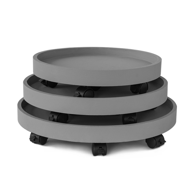 极速圆形仿水e泥花盆带轮移动托盘带万向轮底座深接水凉垫底黑色