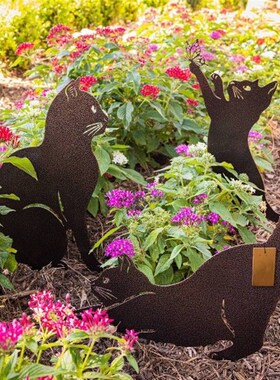 极速Cat Piles Gardenp Statues Decoration MetalCat Silhouette