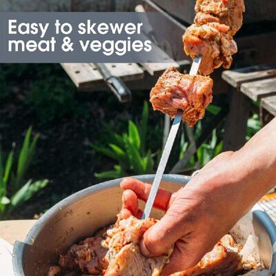 极速35cm Reusable BoBQ Skewer Long Handle Shish Kebab Barbec