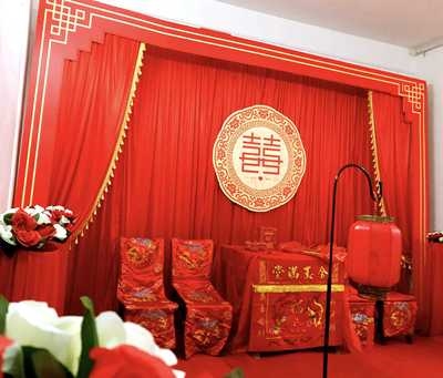极速具背a景沙曼婚礼道纱幔婚庆幕布大红舞台布幔婚礼新款中式场