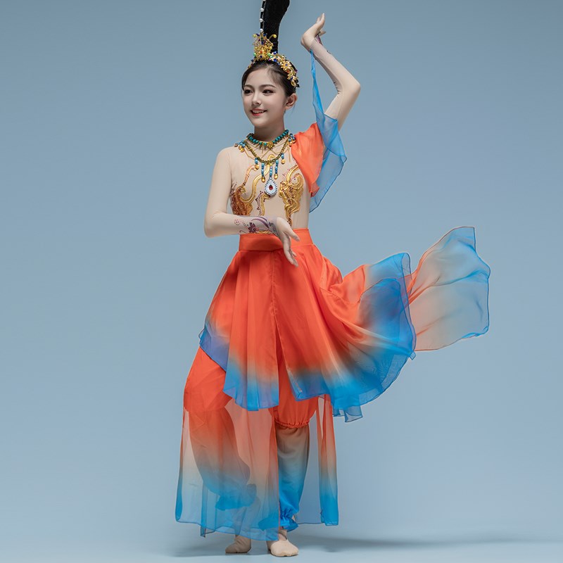 速发古典舞蹈演出服丝路升莲舞蹈表演服敦煌飞天艺考舞台服装