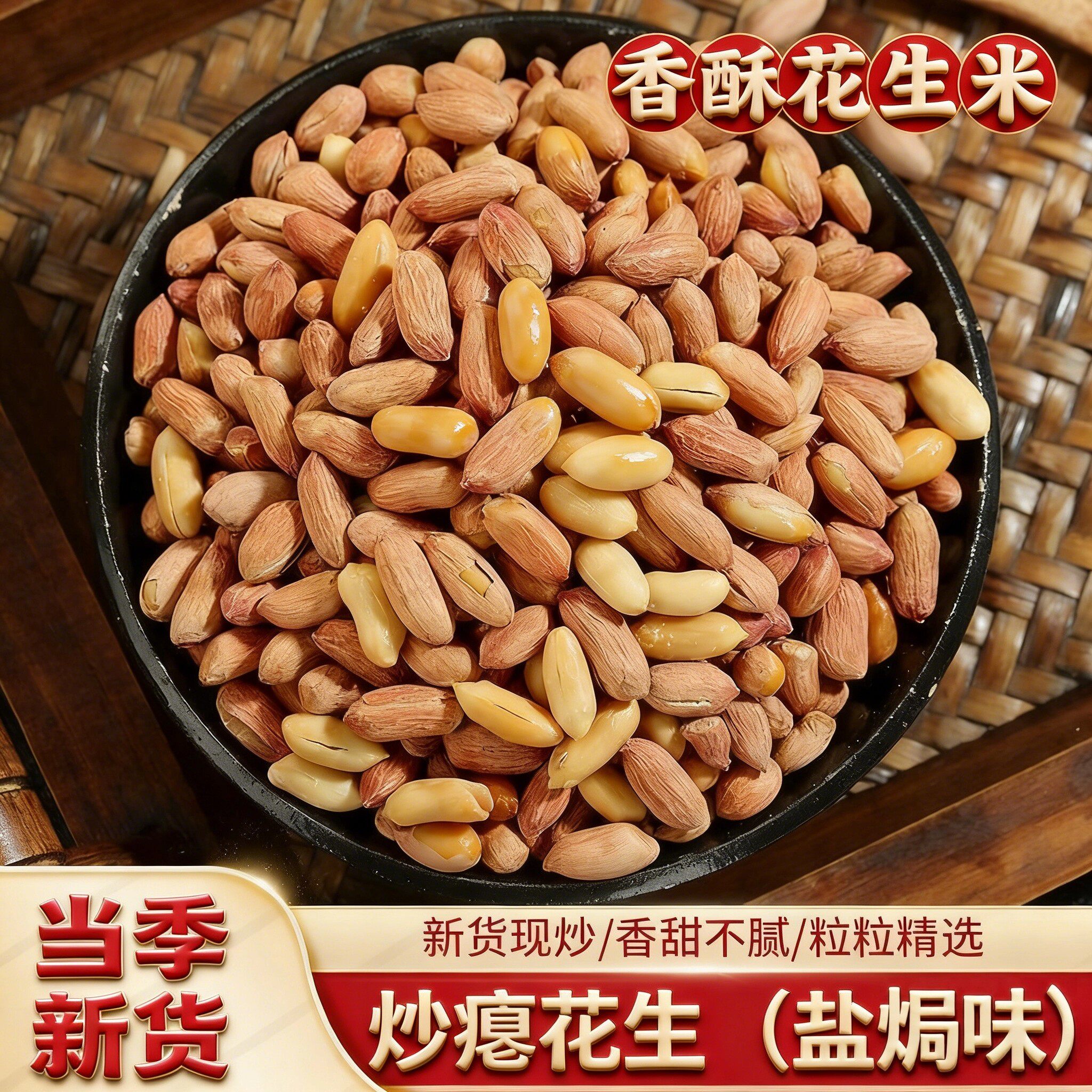 盐爆瘪花生米五香无壳零食图片