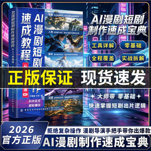 【抖音同款】AI漫剧短剧制作速成教程 从入门到精通零基础AI变现赋能赚钱