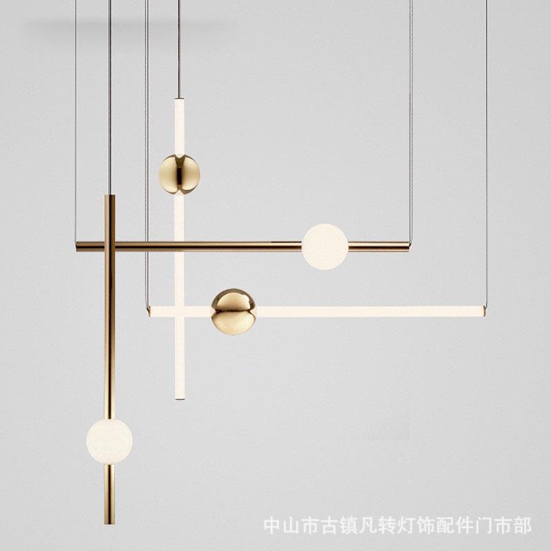 后现代北欧时尚横竖组合吊灯客厅餐厅书房卧室设计师样板房艺展厅