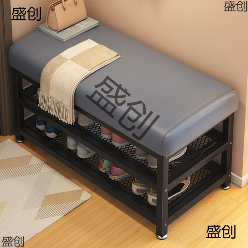 轻奢入户长条换鞋凳带鞋架