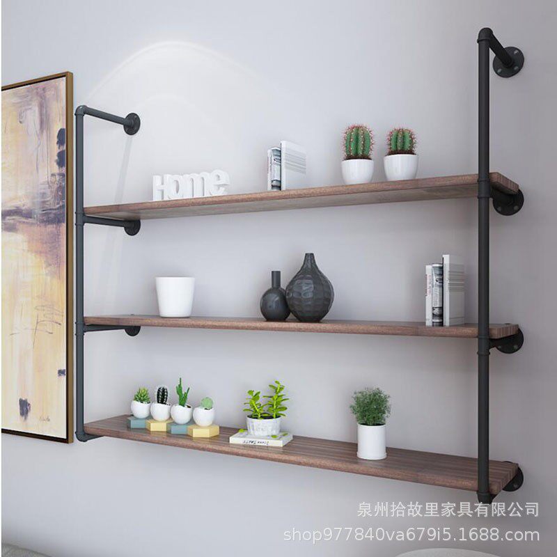 北欧简约壁挂水管架铁艺多层一字隔板置物架墙上收纳架工厂直销